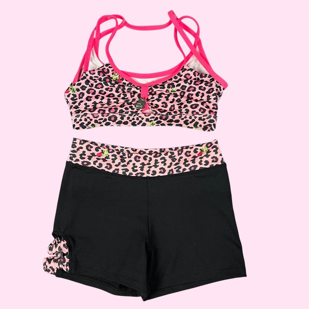 Betsey Johnson Capezio Leopard Dance Set Top & Shorts Girls L